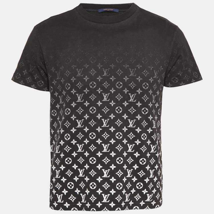 Pre Owned Louis Vuitton Black Gradient Monogram Print Cotton T-Shirt S