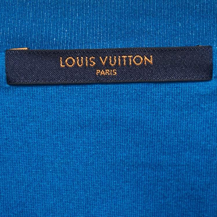 Pre Owned Louis Vuitton Blue Cloud Print Jersey Crew Neck T-Shirt M