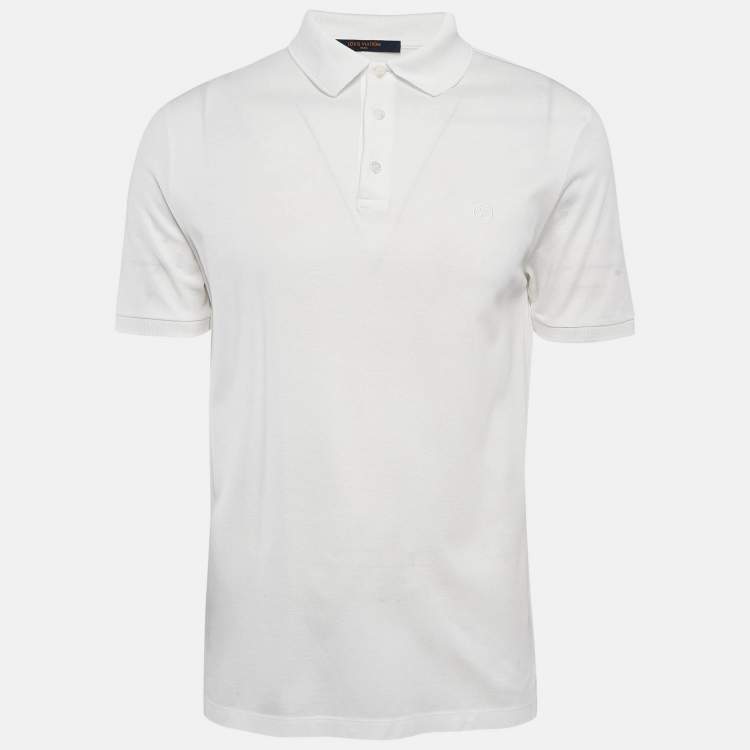 Pre Owned Louis Vuitton White Cotton Pique Polo T-Shirt L