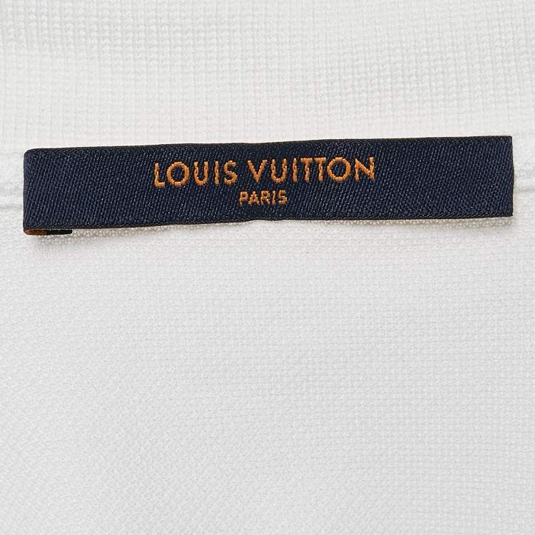 Pre Owned Louis Vuitton White Cotton Pique Polo T-Shirt L