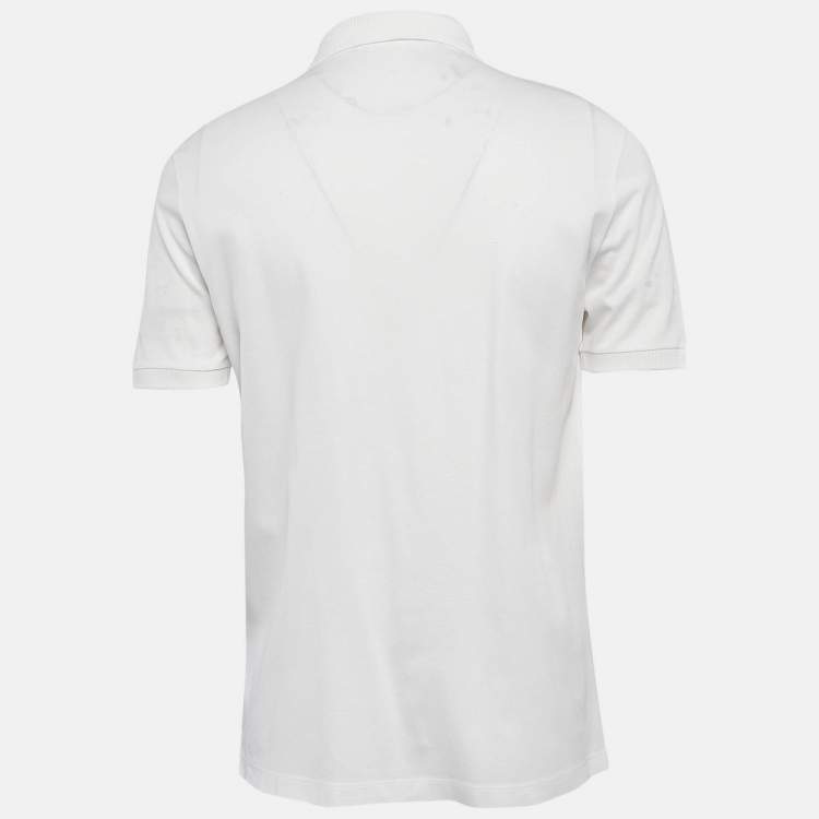 Pre Owned Louis Vuitton White Cotton Pique Polo T-Shirt L