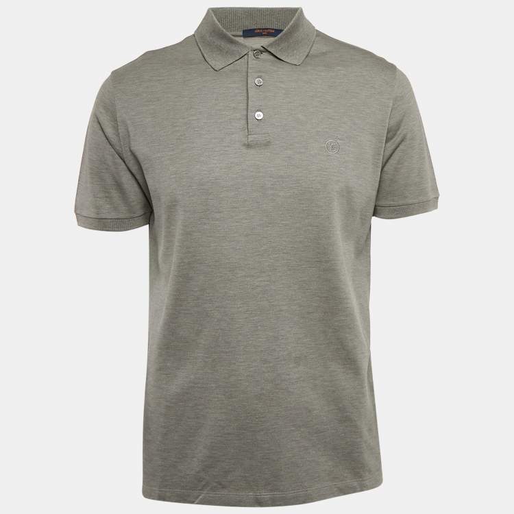 Pre Owned Louis Vuitton Grey LV Embroidered Cotton Pique Polo T-Shirt L