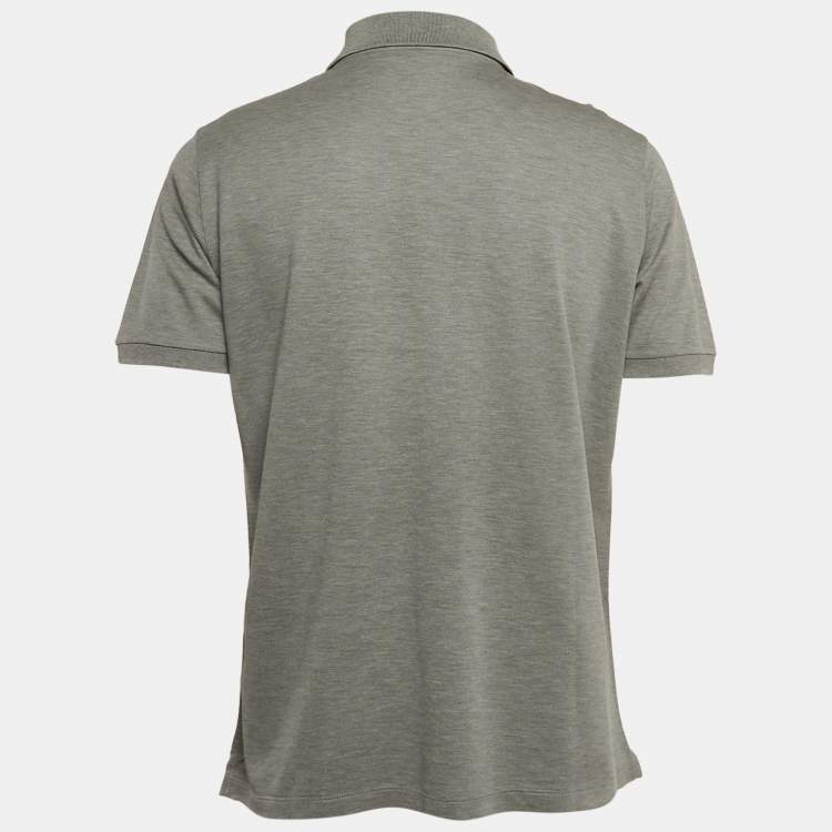 Pre Owned Louis Vuitton Grey LV Embroidered Cotton Pique Polo T-Shirt L