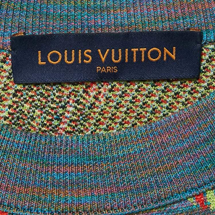 Pre Owned Louis Vuitton Grey Bloom Space Dyed Jacquard Knit Jumper XS
