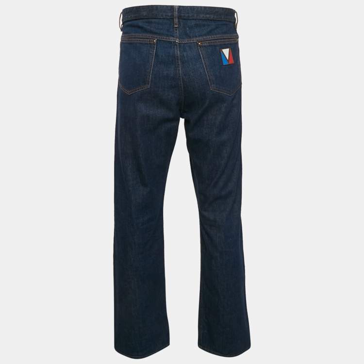 Pre Owned Louis Vuitton Navy Blue Denim Jeans XL Waist 36"