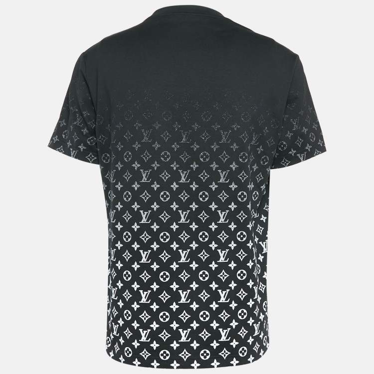 Pre Owned Louis Vuitton Black Monogram Gradient Print Cotton T-Shirt L
