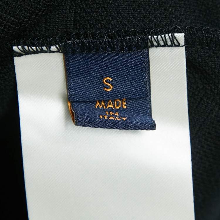 Pre Owned Louis Vuitton Black Cotton Logo Jacquard Knit T-Shirt S