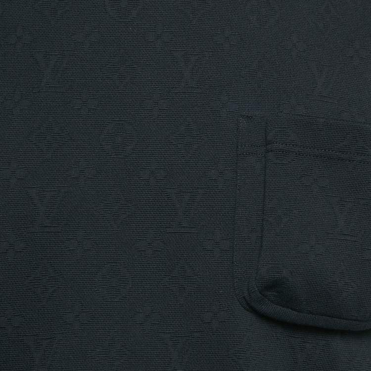 Pre Owned Louis Vuitton Black Cotton Logo Jacquard Knit T-Shirt S