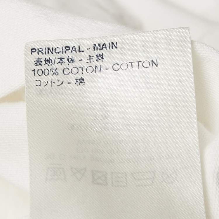 Pre Owned Louis Vuitton White Cotton Logo Jacquard Knit T-Shirt M