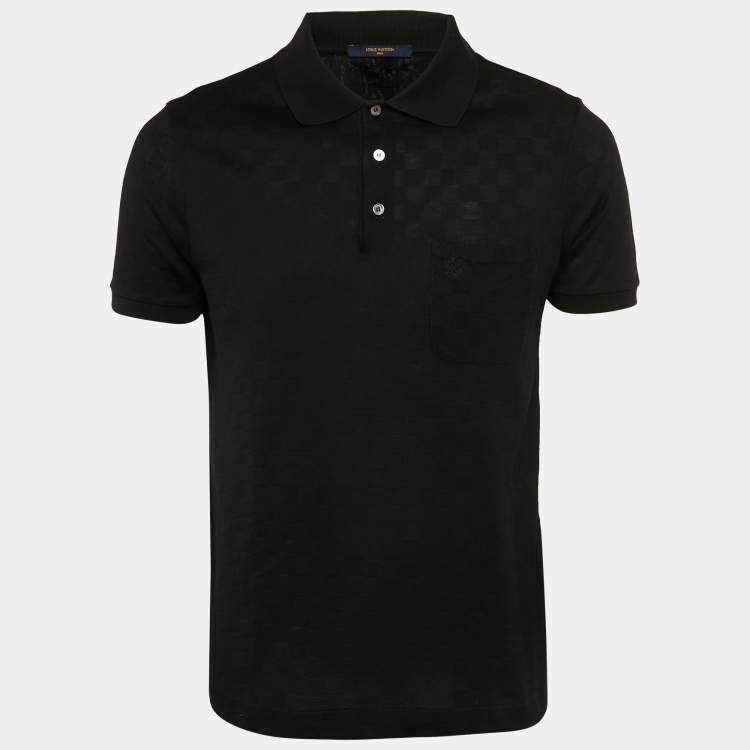 Pre Owned Louis Vuitton Black Cotton Damier Pique Polo T-Shirt M