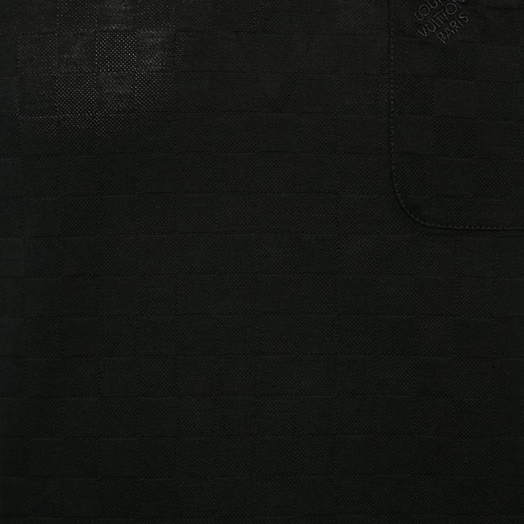 Pre Owned Louis Vuitton Black Cotton Damier Pique Polo T-Shirt M