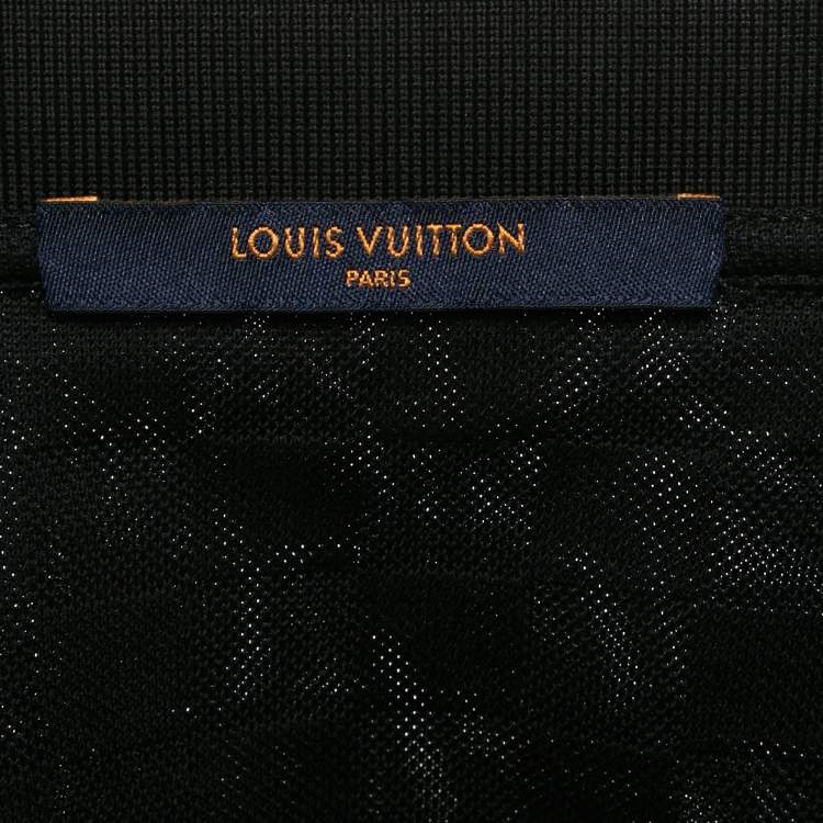 Pre Owned Louis Vuitton Black Cotton Damier Pique Polo T-Shirt M