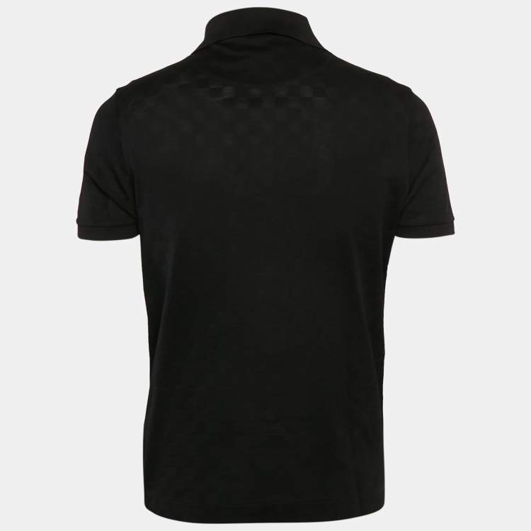 Pre Owned Louis Vuitton Black Cotton Damier Pique Polo T-Shirt M