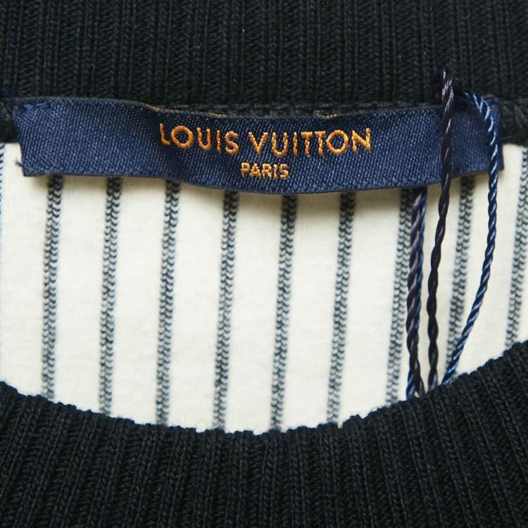 Pre Owned Louis Vuitton Black Quilted 3D Effect Chain Knit Sweatshirt M