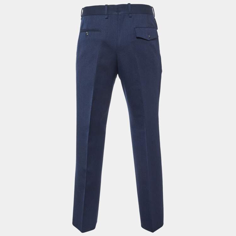 Pre Owned Louis Vuitton Navy Blue Wool Gabardine Pants XL