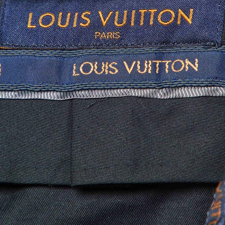 Pre Owned Louis Vuitton Navy Blue Wool Gabardine Pants XL