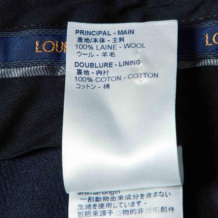 Pre Owned Louis Vuitton Navy Blue Wool Gabardine Pants XL
