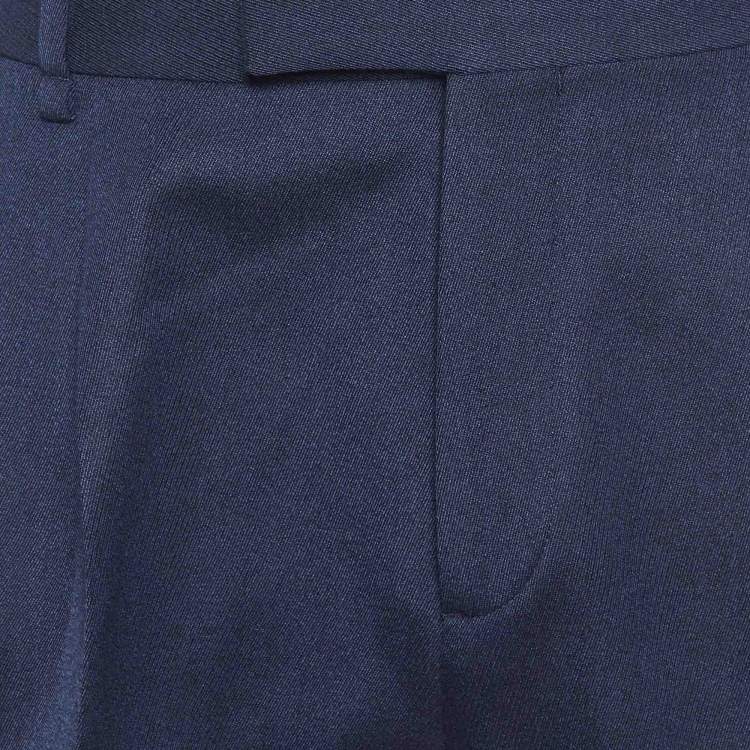 Pre Owned Louis Vuitton Navy Blue Wool Gabardine Pants XL