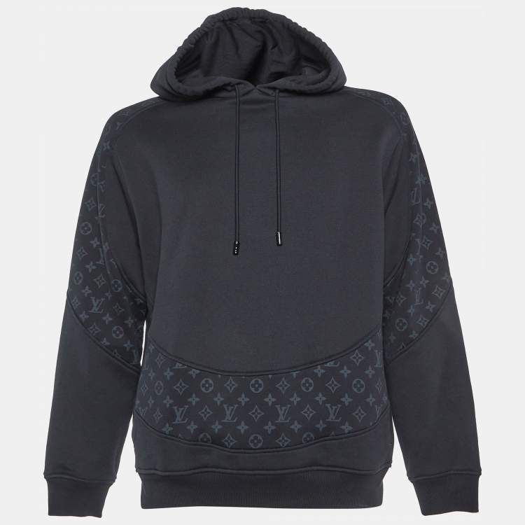 Pre Owned Louis Vuitton Black Cotton Circle Cut Pull-Over Hoodie L