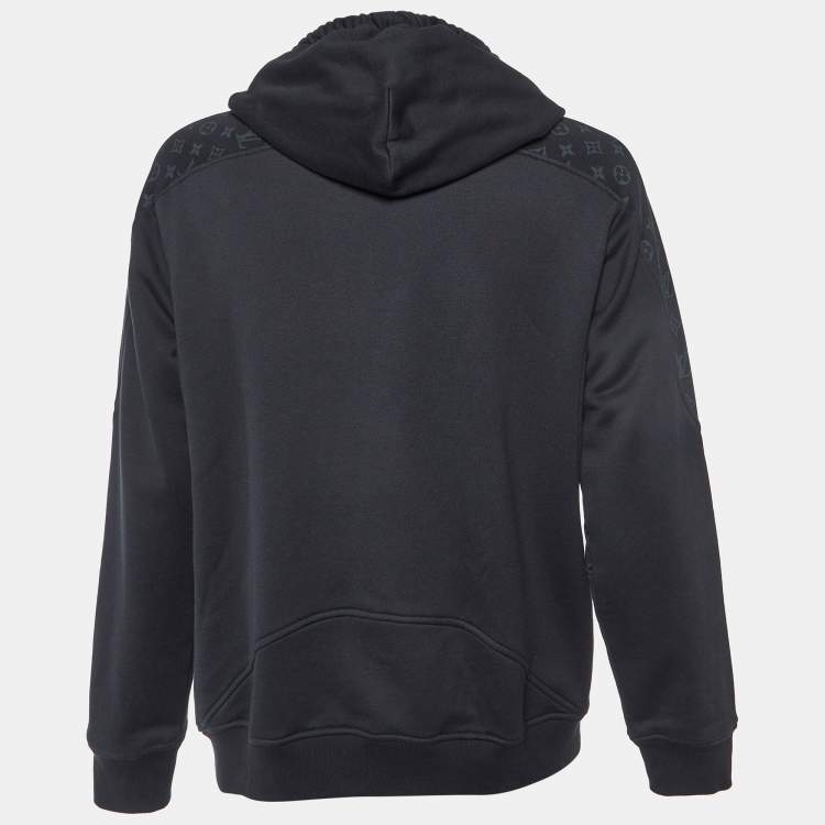Pre Owned Louis Vuitton Black Cotton Circle Cut Pull-Over Hoodie L