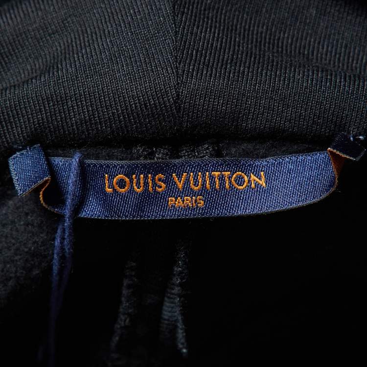 Pre Owned Louis Vuitton Black Cotton Circle Cut Pull-Over Hoodie L