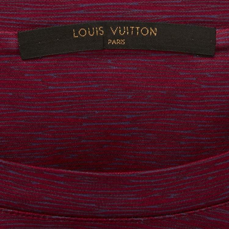 Pre Owned Louis Vuitton Red Printed Jersey Round Neck T-Shirt XL