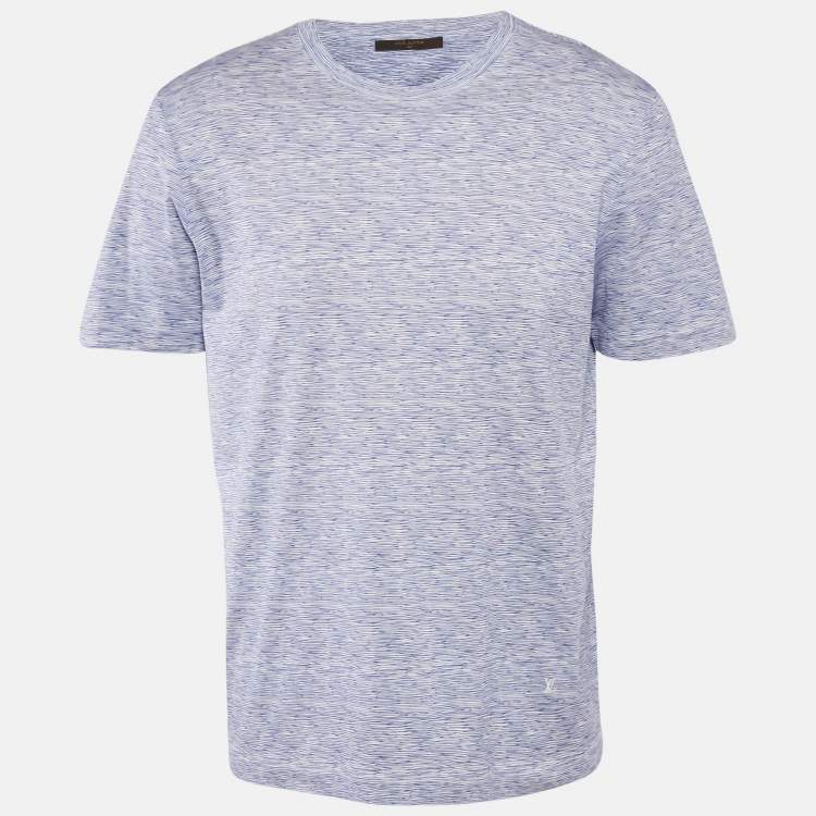 Pre Owned Louis Vuitton Blue Printed Jersey Round Neck T-Shirt XL
