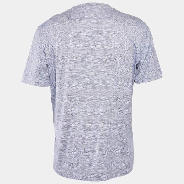 Pre Owned Louis Vuitton Blue Printed Jersey Round Neck T-Shirt XL