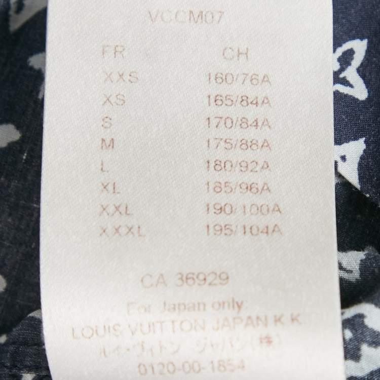 مملوكة مسبقًا Louis Vuitton Navy Blue Logo Print Cotton Button Front Shirt M