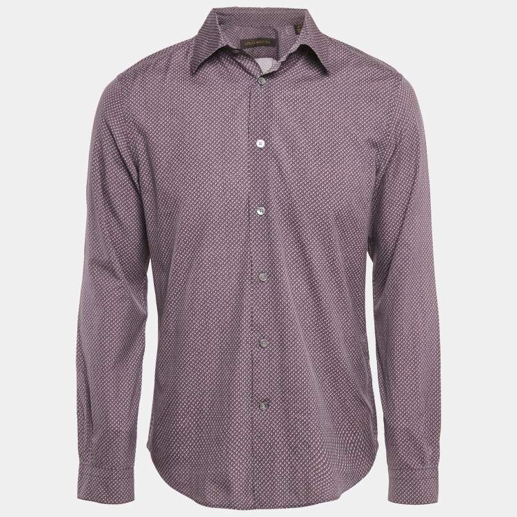 Pre Owned Louis Vuitton Multicolor Logo Print Cotton Button Front Shirt M