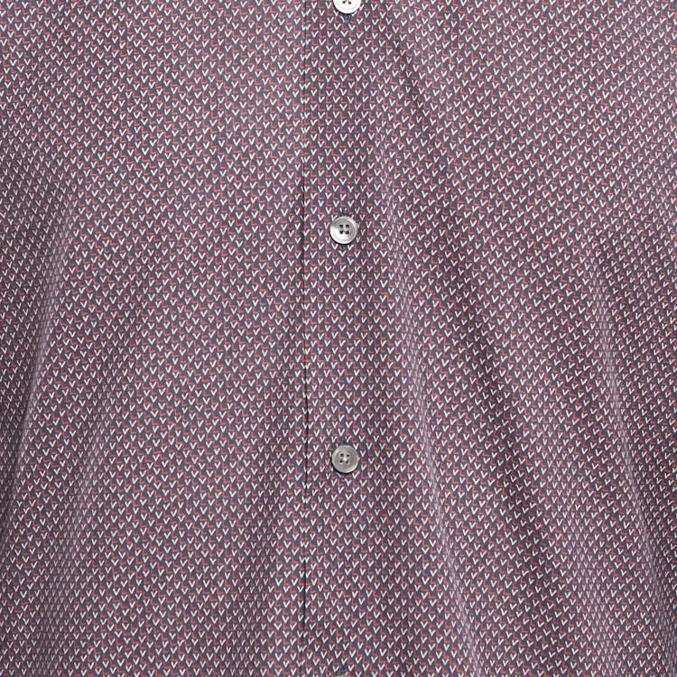 Pre Owned Louis Vuitton Multicolor Logo Print Cotton Button Front Shirt M