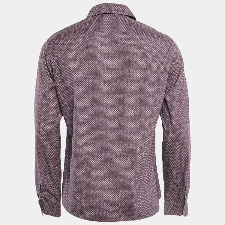 Pre Owned Louis Vuitton Multicolor Logo Print Cotton Button Front Shirt M