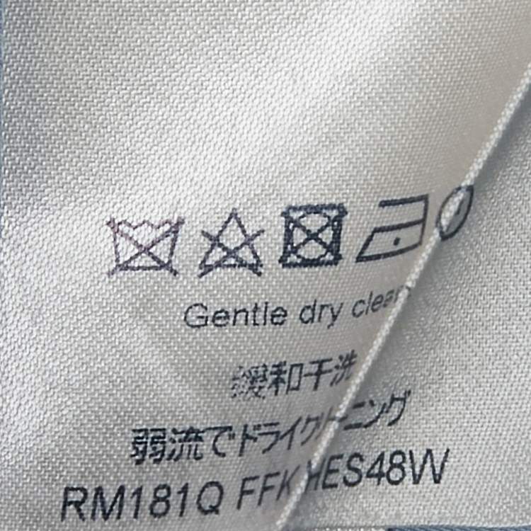 Pre Owned Louis Vuitton Blue Logo Jacquard Cotton Regular Fit Shirt M