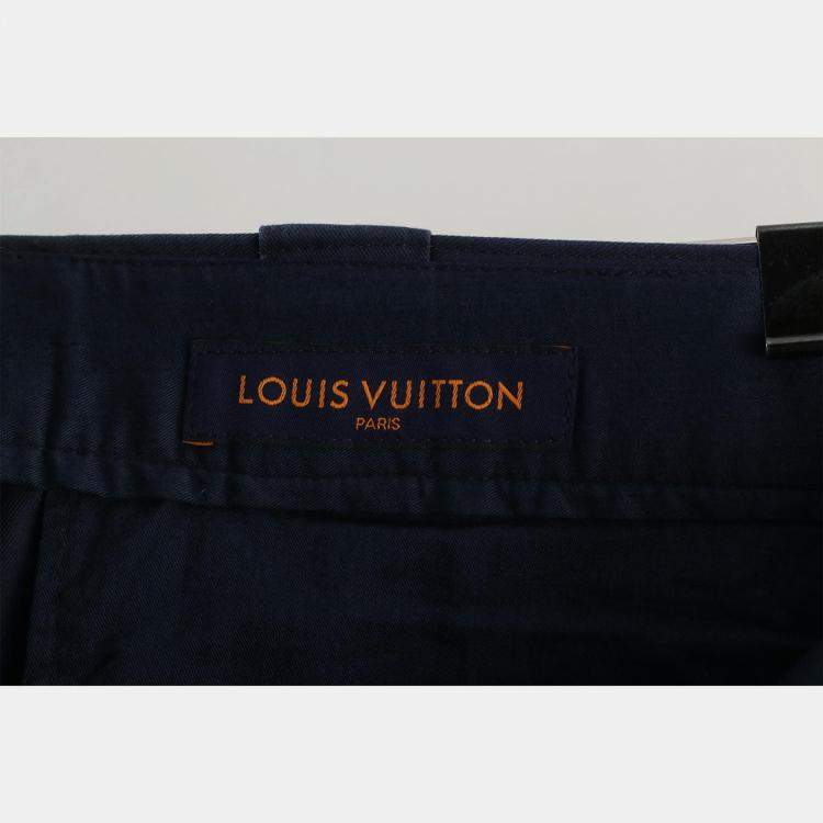 Pre Owned Louis Vuitton Blue Cotton Long Pants FR Waist Men 44