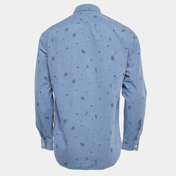 مملوكة مسبقًا Louis Vuitton Blue Printed Cotton Regular Fit Shirt M