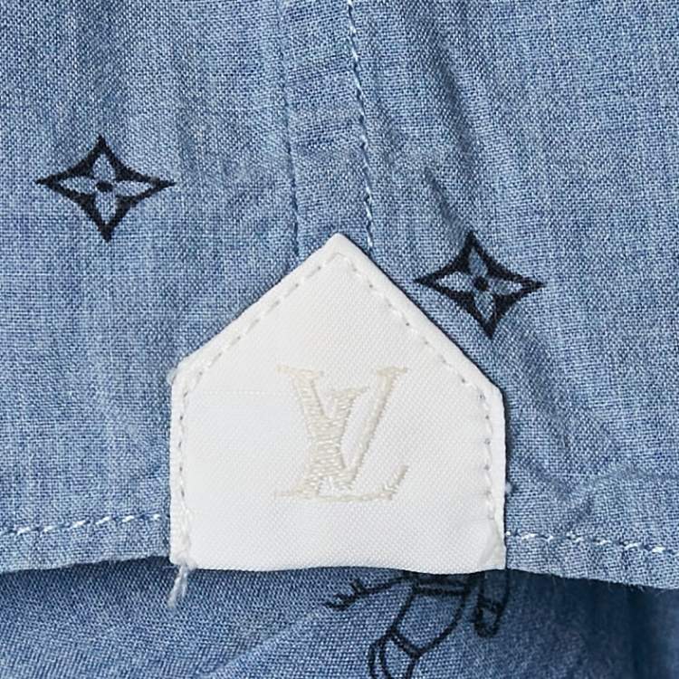 مملوكة مسبقًا Louis Vuitton Blue Printed Cotton Regular Fit Shirt M