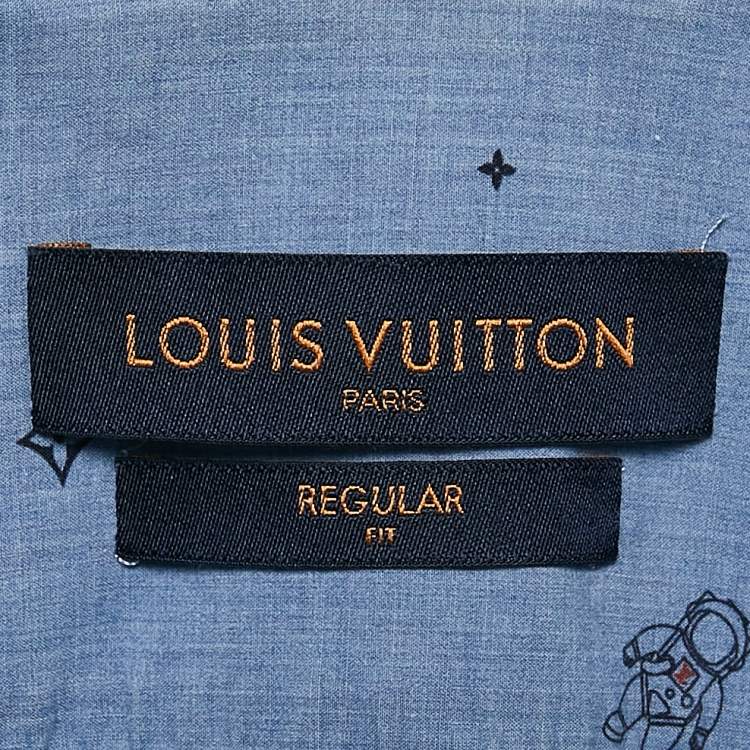 مملوكة مسبقًا Louis Vuitton Blue Printed Cotton Regular Fit Shirt M