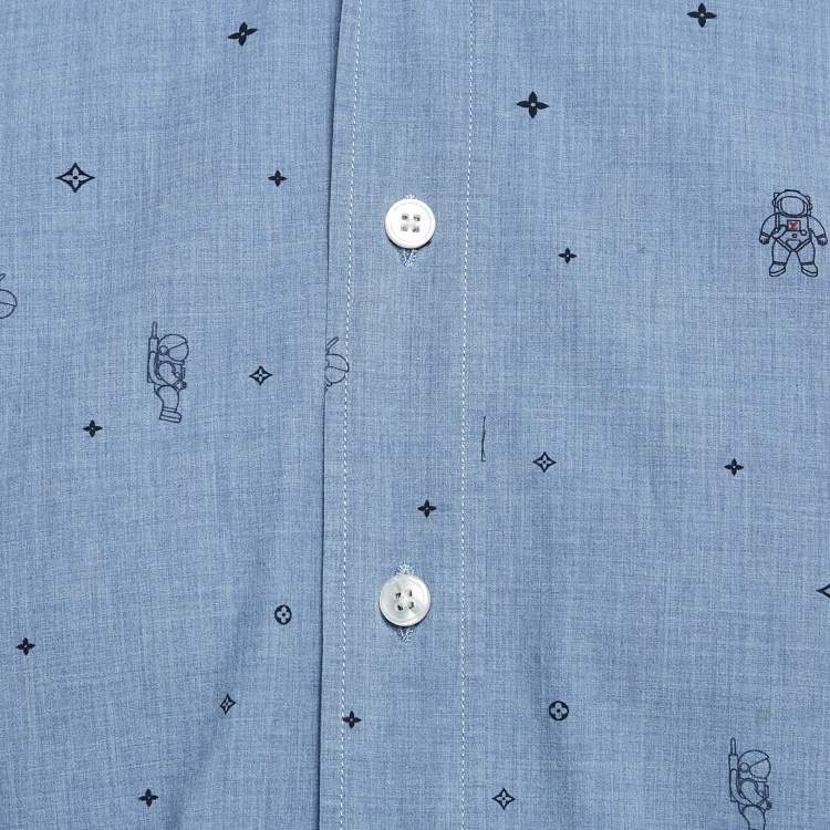 مملوكة مسبقًا Louis Vuitton Blue Printed Cotton Regular Fit Shirt M