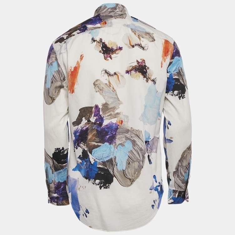 Pre Owned Louis Vuitton White Paint Splatter Print Cotton Regular Fit Shirt M
