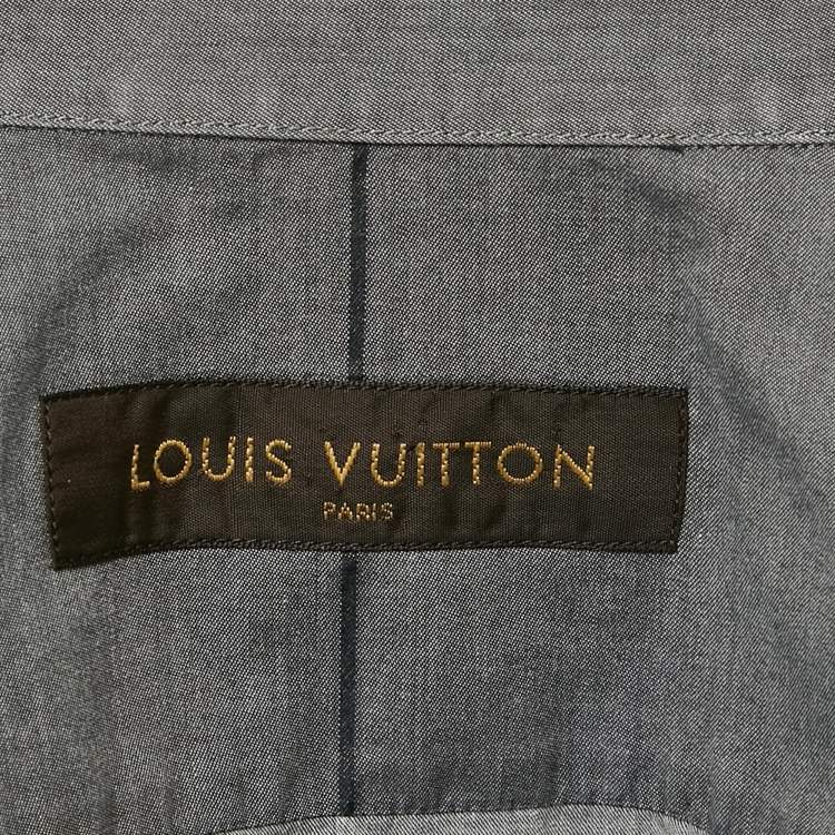 Pre Owned Louis Vuitton Grey Printed Cotton Karakoram Shirt M
