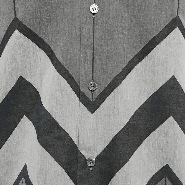 Pre Owned Louis Vuitton Grey Printed Cotton Karakoram Shirt M