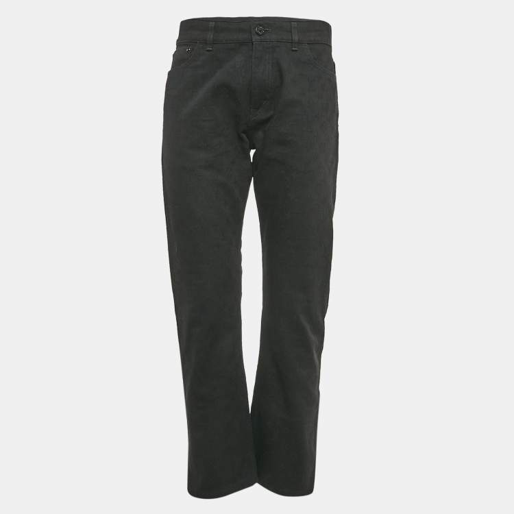 Pre Owned Louis Vuitton Black Monogram Jacquard Denim Jeans M Waist 33"