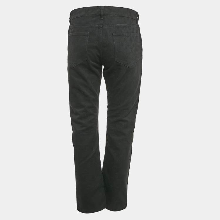 Pre Owned Louis Vuitton Black Monogram Jacquard Denim Jeans M Waist 33"