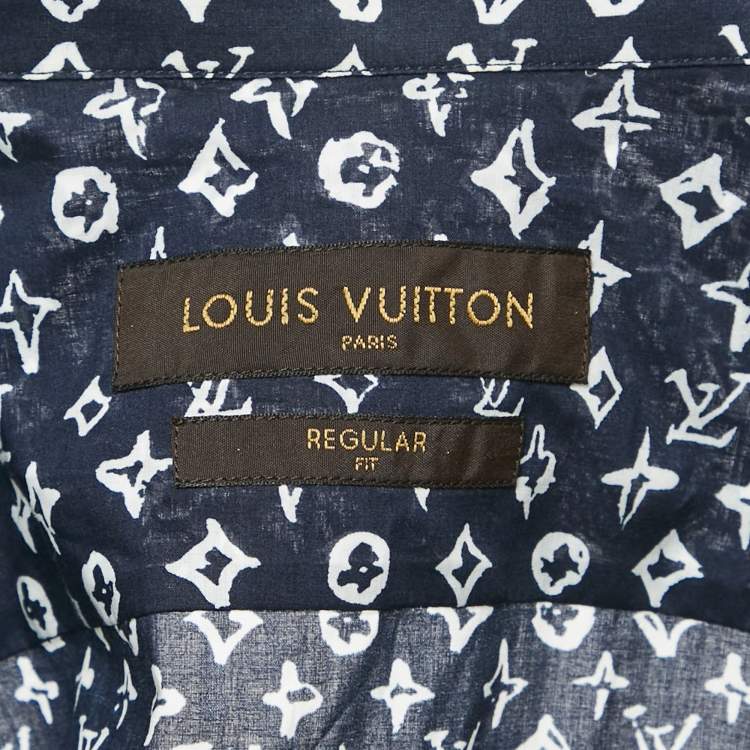 Pre Owned Louis Vuitton Blue Monogram Cotton Regular Fit Shirt XXL