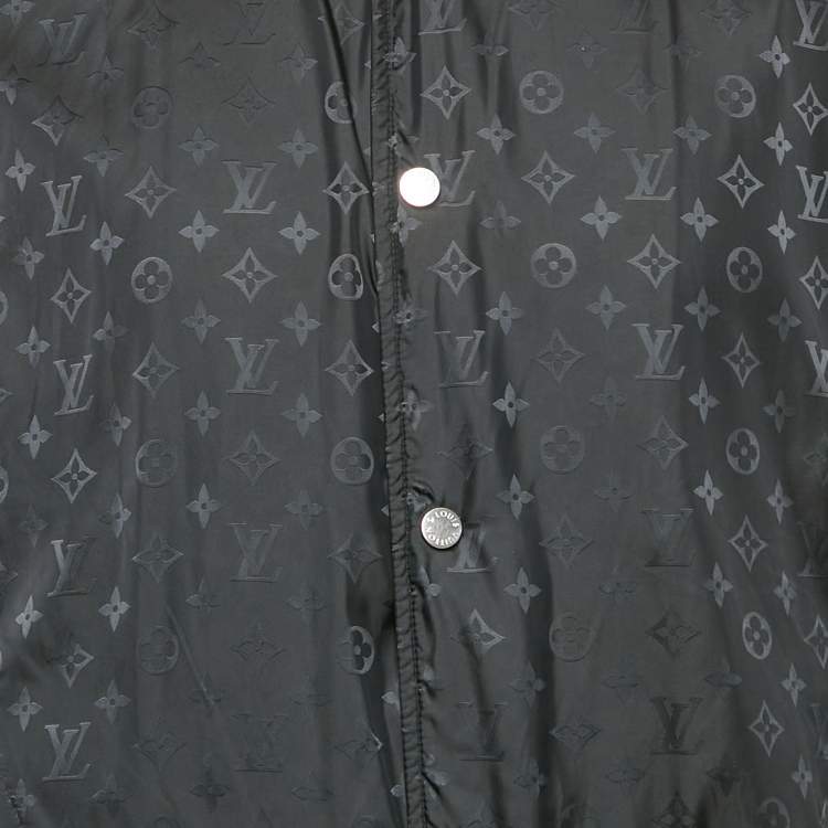 Pre Owned Louis Vuitton Black Leather Reversible Button Front Jacket XL