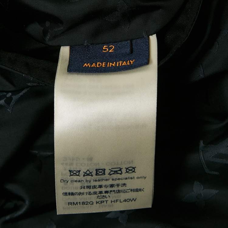 Pre Owned Louis Vuitton Black Leather Reversible Button Front Jacket XL