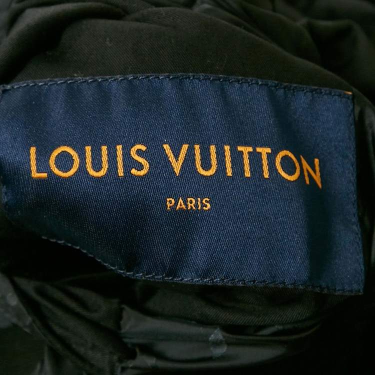 Pre Owned Louis Vuitton Black Leather Reversible Button Front Jacket XL