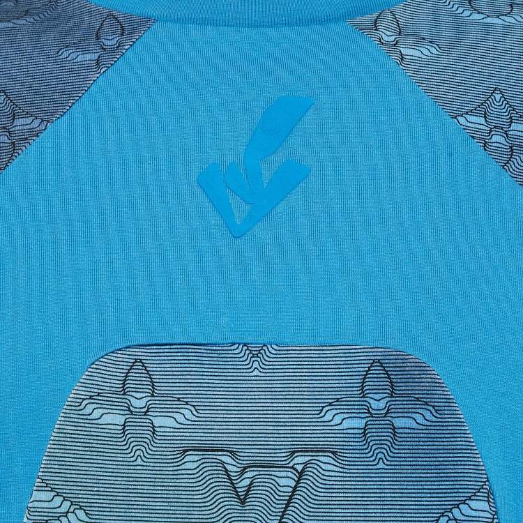 Pre Owned Louis Vuitton Blue Gradient 2054 Monogram Jersey T-Shirt L
