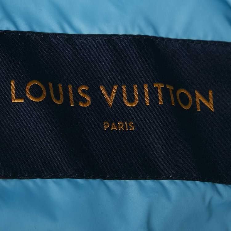 مملوكة مسبقًا Louis Vuitton Blue Monogram Quilted Crepe Zip-Up Jacket S