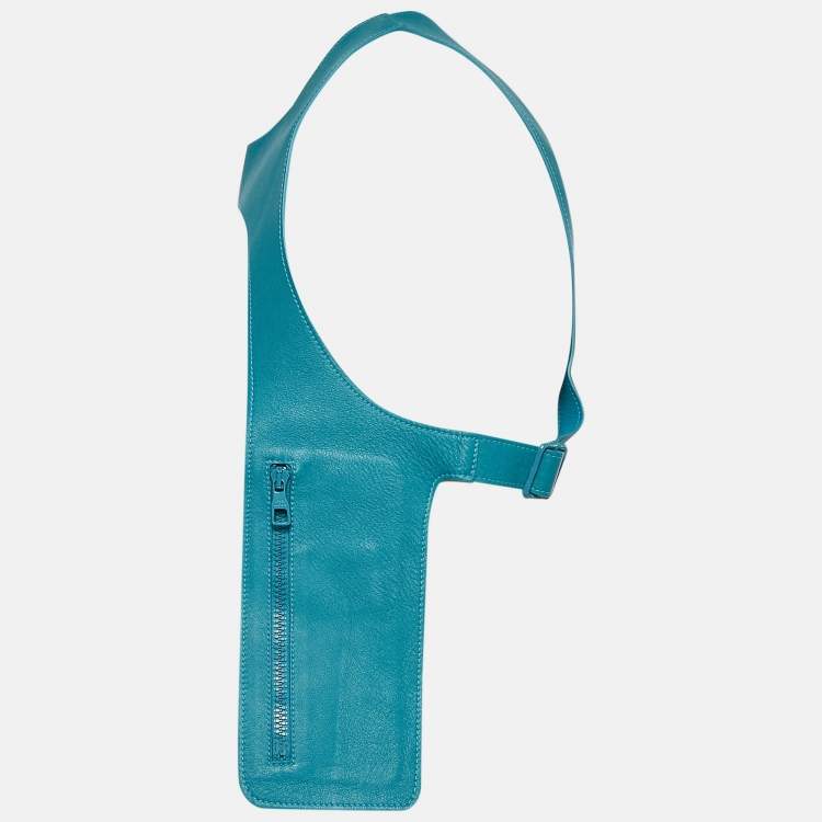 Pre Owned Louis Vuitton Lake Blue Leather Tactical Plain Rainbow Vest S